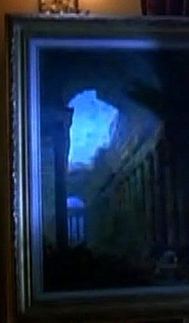 『ヘルレイザー４』 1992　約27分：1996年、パリのアンジェリークたちの部屋、画架にユベール・ロベール《古い神殿》(1787-88)（部分）