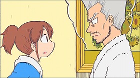 『CITY THE ANIMATION』 2025 #5 約2分：塔の最上階の廊下　右奥にゴッホ《ひまわり》