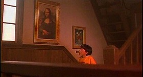 『学校の怪談２』 1996　約23分：一階と二階の間の踊り場＋レオナルド・ダ・ヴィンチ《モナ・リザ》(1503-05)の複製
